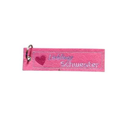 Schlüsselanhänger Lieblingsschwester pink